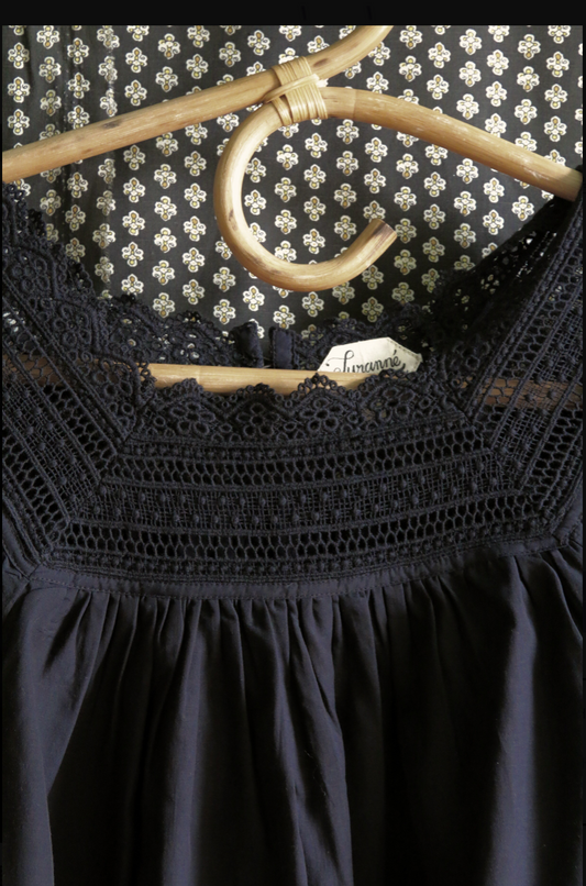 Woman blouse_Black Sushi voile_Suranné