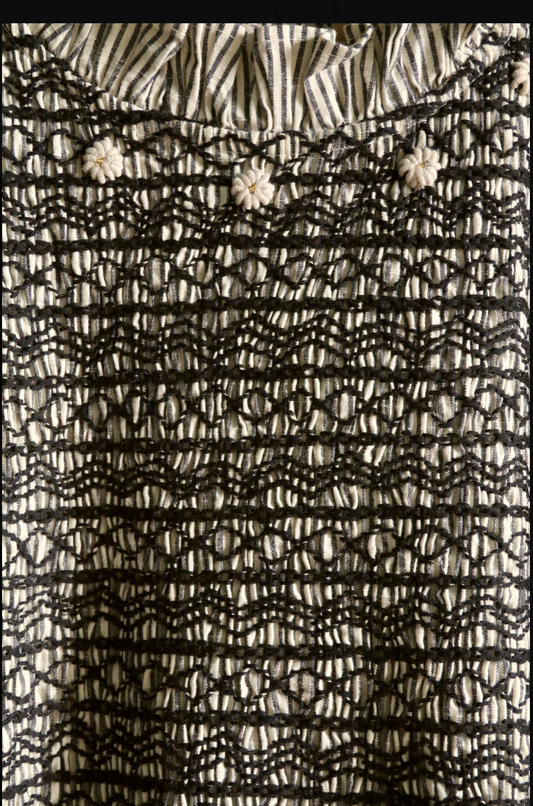 Handsmock blouse_Black stripe_Suranné