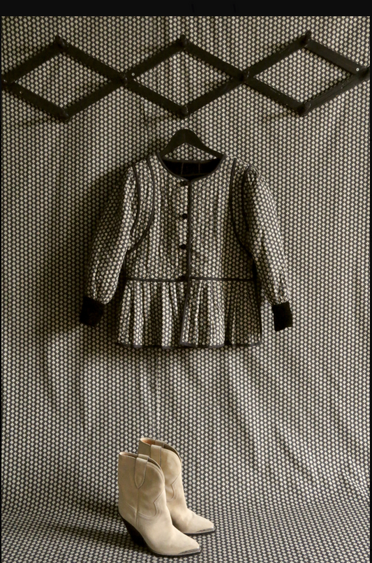 Quilted jacket _Black velvet / Provençal print_Suranné