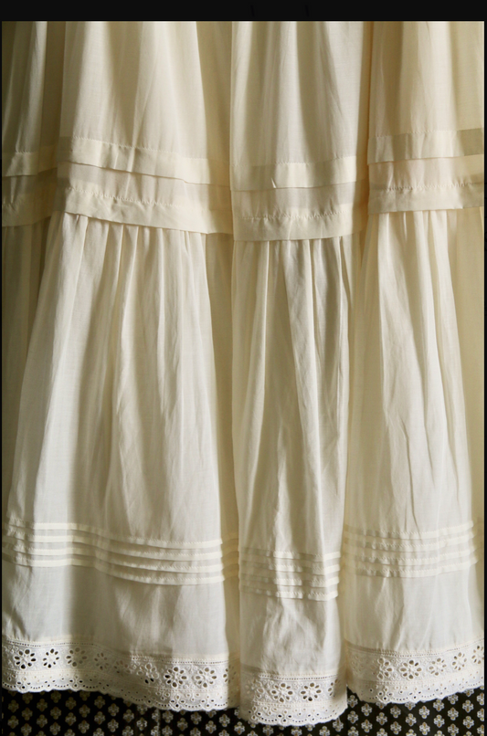 "ANEMONE" long skirt_Ivory sushi voile_Suranné