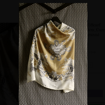 Scarf 90*90cm_Curry/Ecru print #2_Suranné