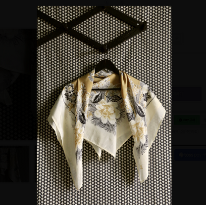 Scarf 90*90cm_Curry/Ecru print #2_Suranné