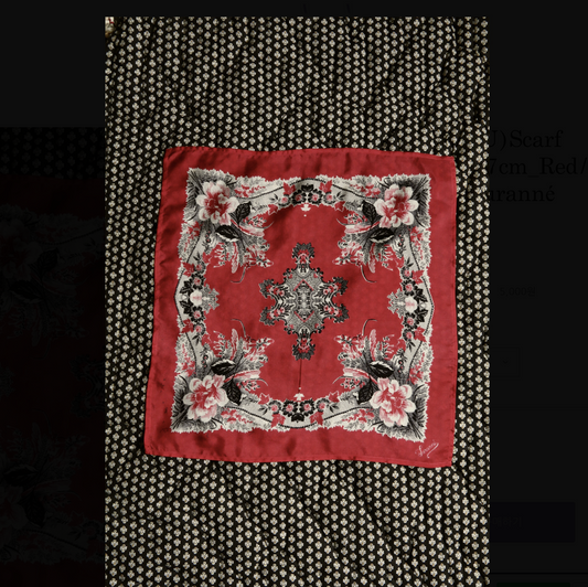 Scarf 47*47cm_Red/Ecru print #2_Suranné