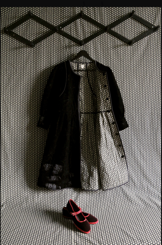 Reversible coat_Black velvet / Provençal print_Suranné