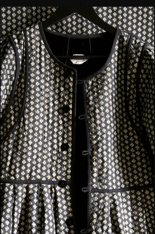 Reversible coat_Black velvet / Provençal print_Suranné