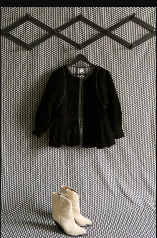 Quilted jacket _Black velvet / Provençal print_Suranné