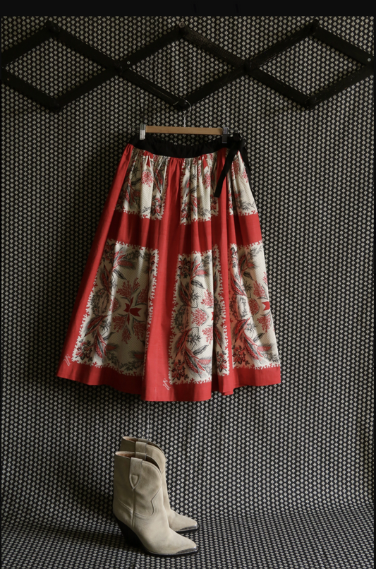 "FLEUR D'ORANGER" long skirt_Bandana wheat ears print_Suranné