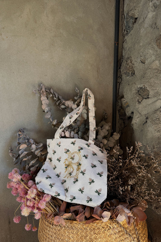 Eco Bag with embroidery_Hazelnut