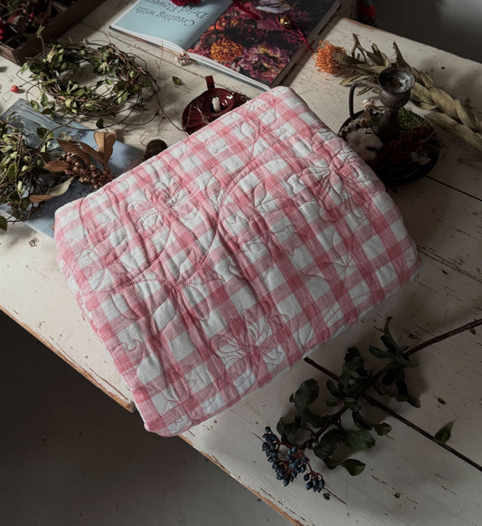 Adult Quilted Blanket_Pink Gingham 180*200