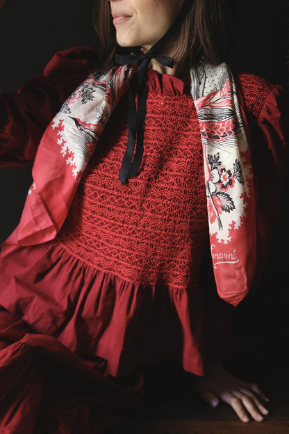 "MARGUERITE" long skirt_Red wine canvas_Suranné