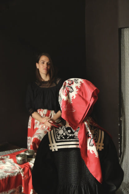 "FLEUR D'ORANGER" long skirt_Bandana wheat ears print_Suranné