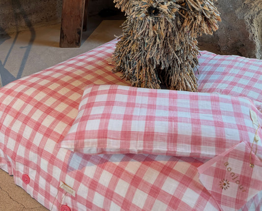 Puppy 'PILLOW' Case_Pink Gingham